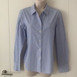 Theory Weyland 2 Dalton Stripe Blue White Cotton Button Up Blouse M